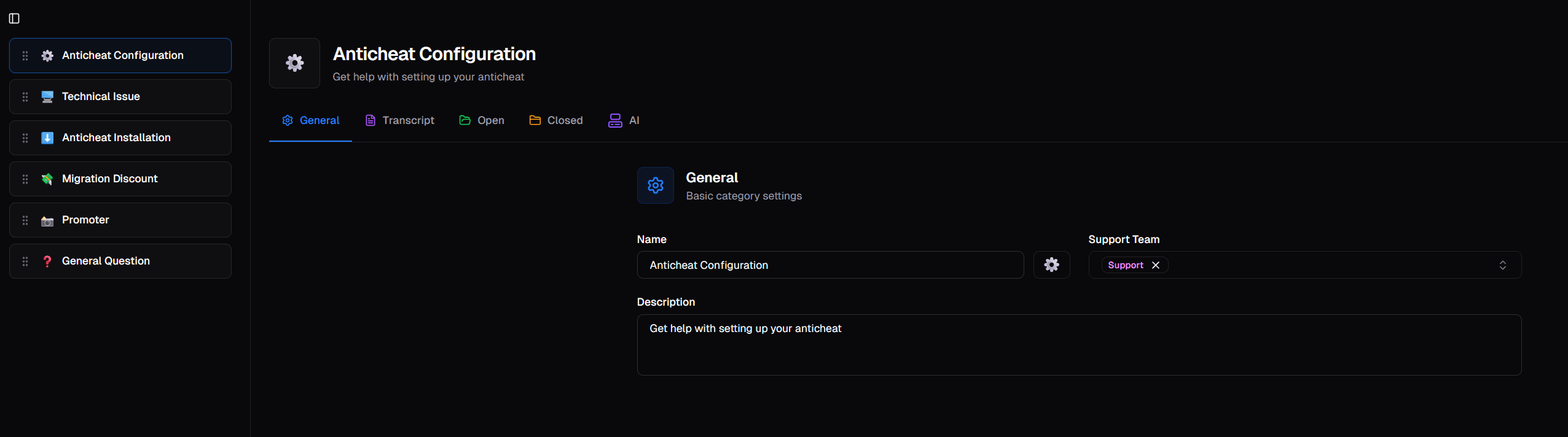 Ticket Categories
